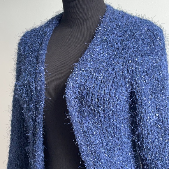 Zara navy eye lash fluffy cardigan - Picture 2 of 6